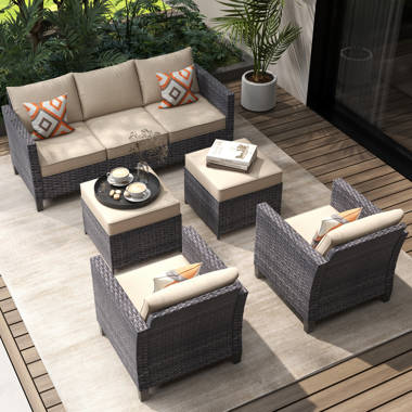 Latitude Run GRST 5 Piece Rattan Sofa Seating Group with Cushions